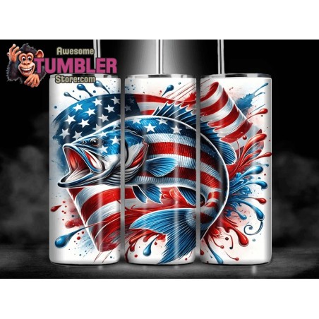 Red White and Blue Fish Tumbler